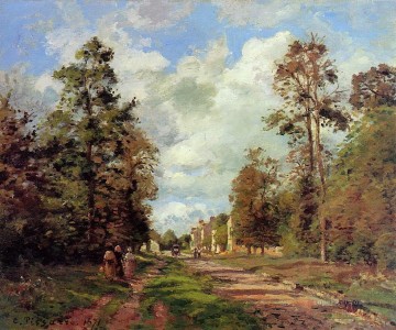 風景 Painting - 森の外れのルーブシエンヌへの道 1871年 カミーユ・ピサロの風景